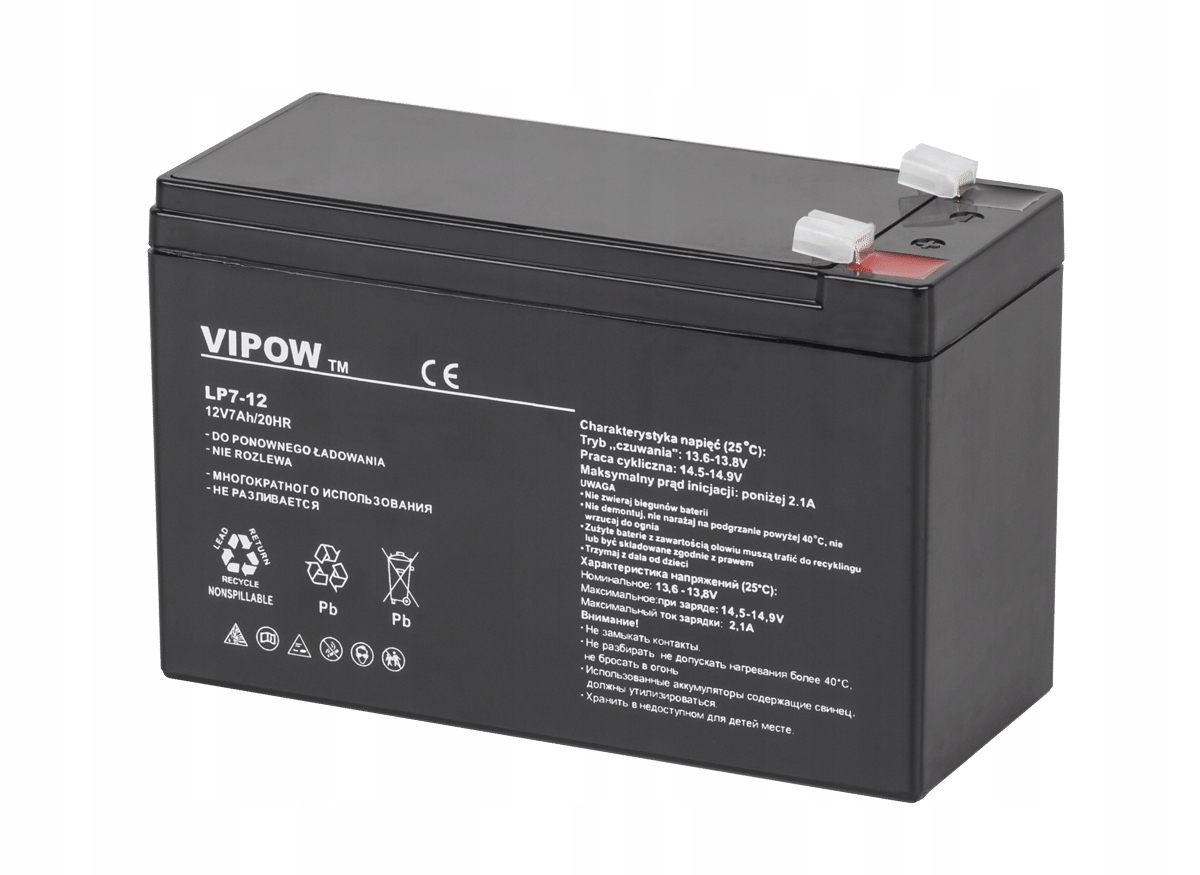 Akumulator Vipow 12 V 7 Ah